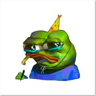 Sad pepe birthday Posters and Art